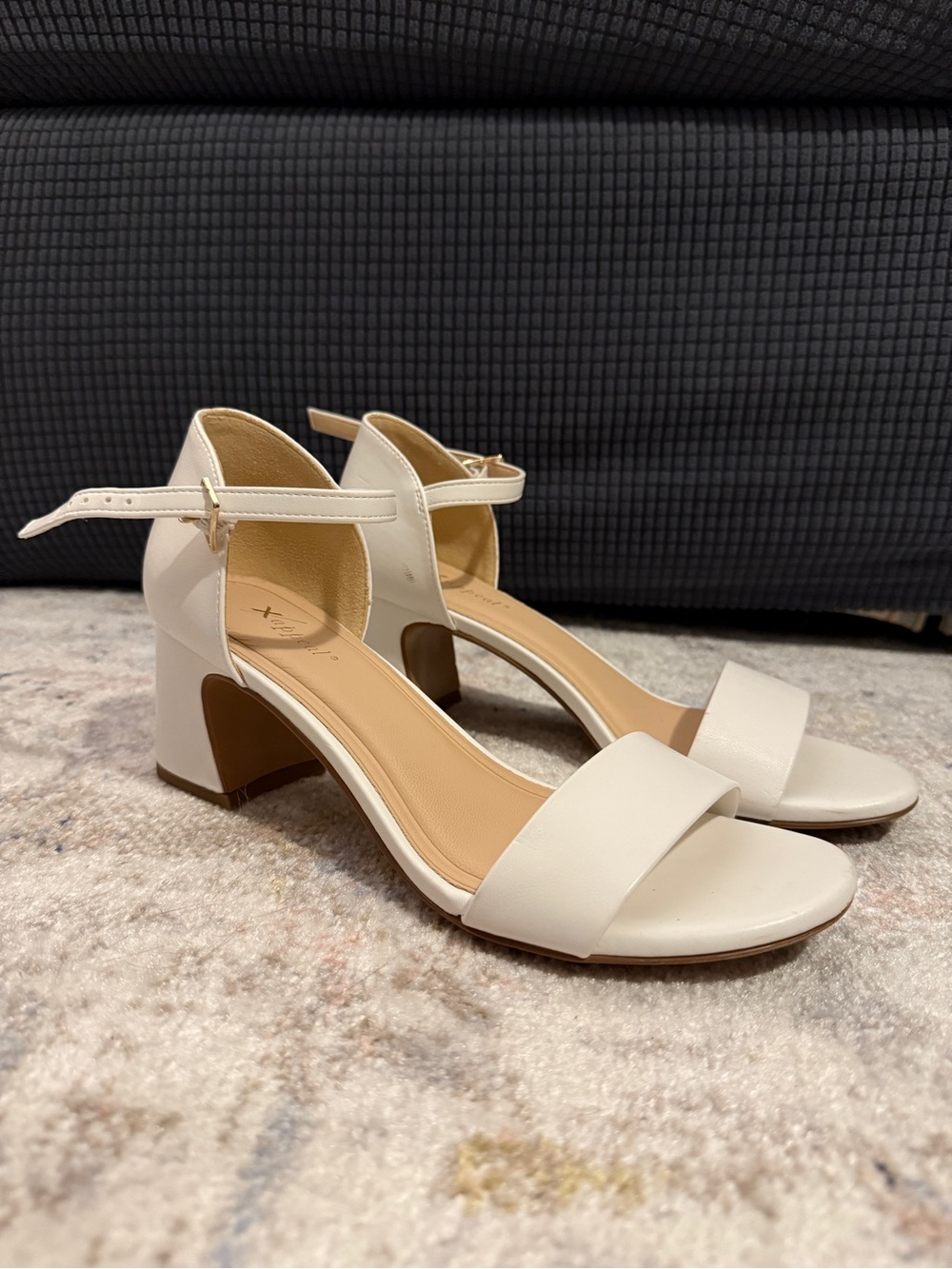 Xappeal Classic White Ankle-Strap Block Heel Sandals